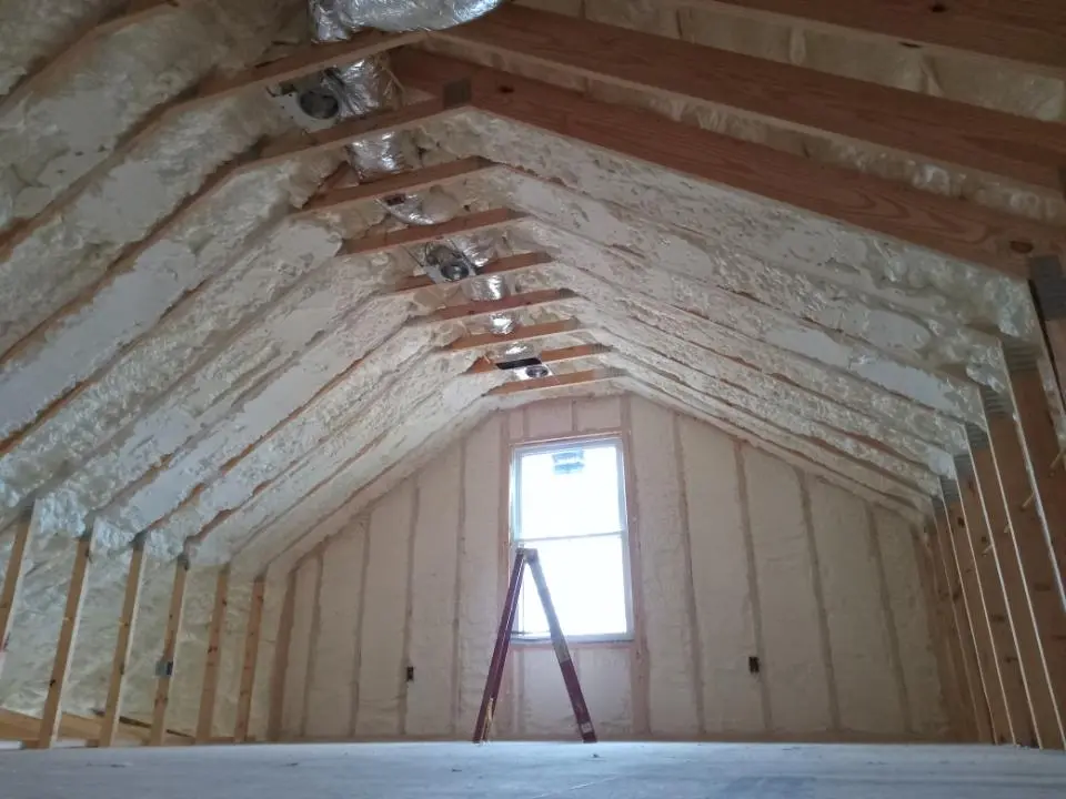 Spray foam roofing application for Crawl Space Insulation project in Waterville